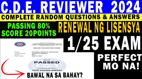 LTO Reviewer 2023: CDE Validating Exam .